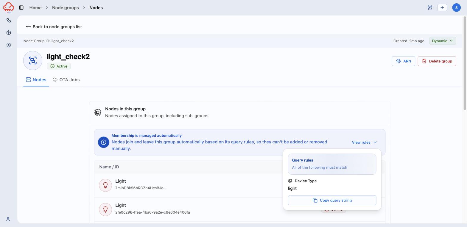 A dynamic group: the automatic-membership notice and its query rules