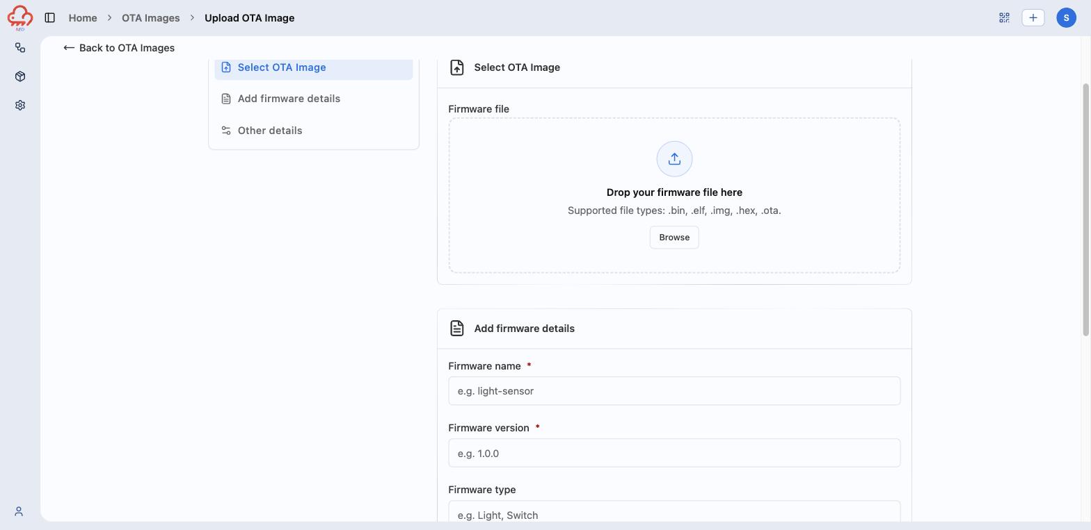 The Upload OTA Image form