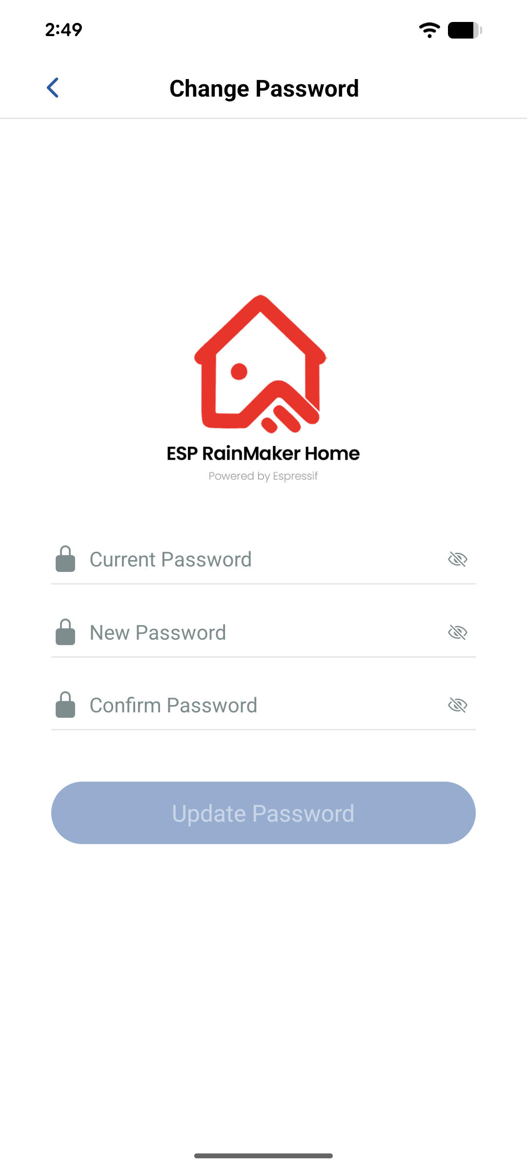 Enter current and new password