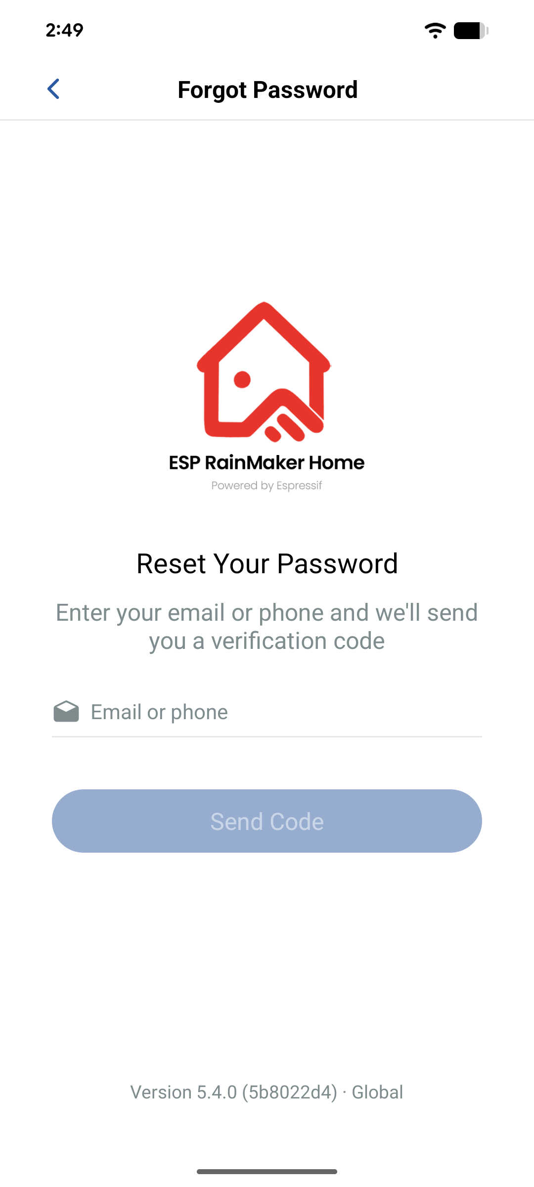 Forgot password entry on the login screen