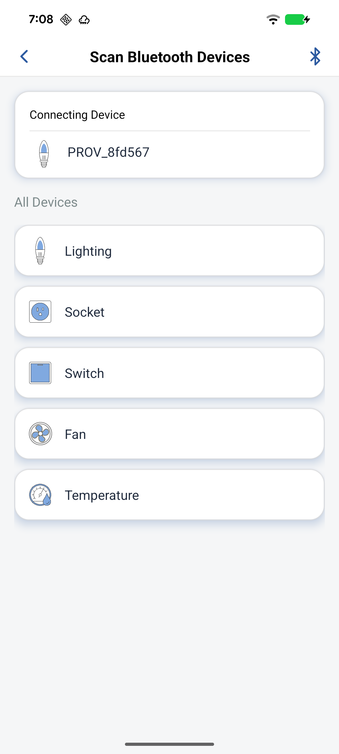 BLE device list after scan