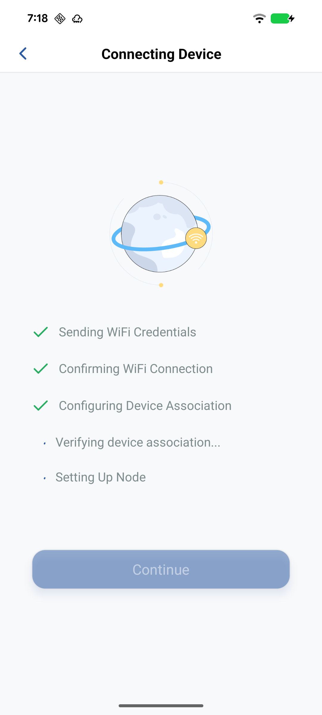 Provisioning progress after Connect