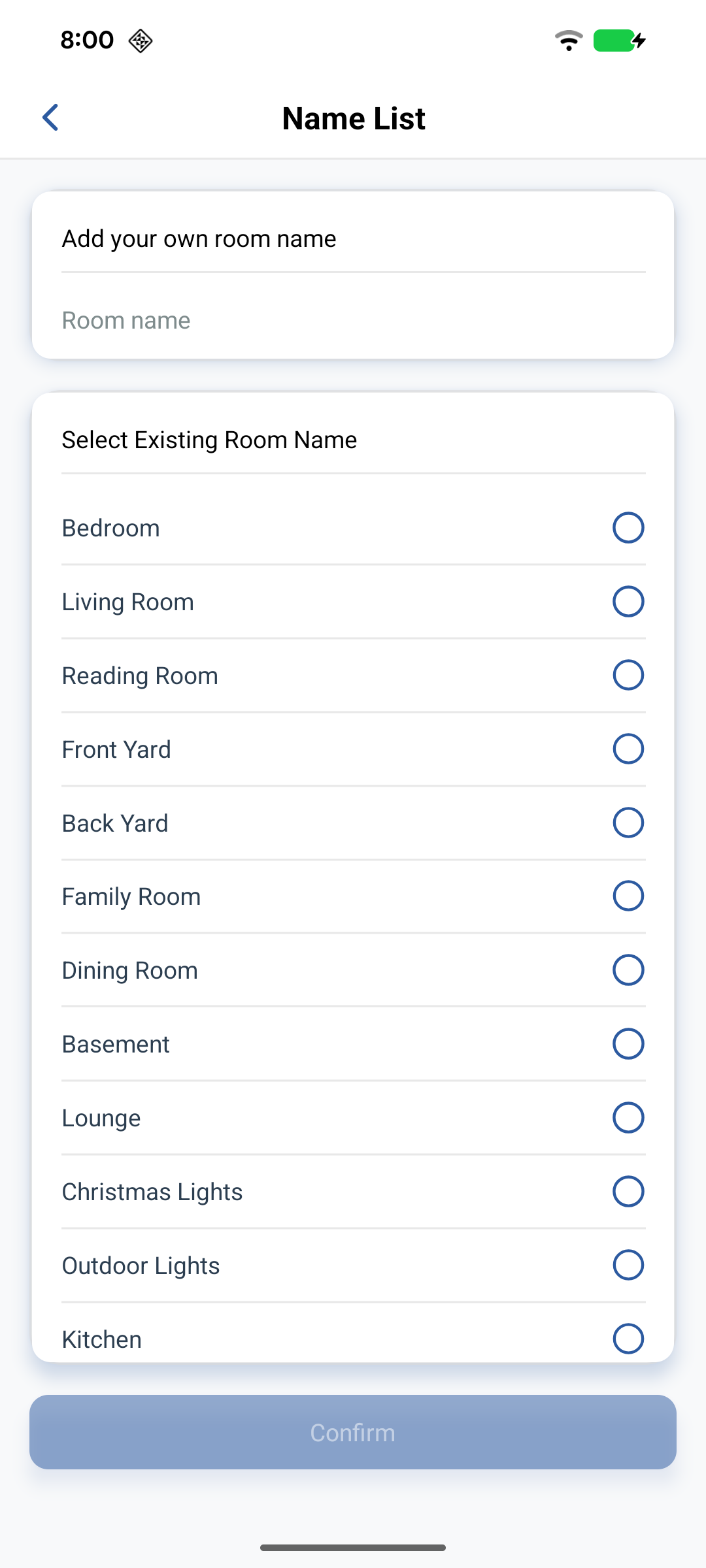 Create room with suggested names