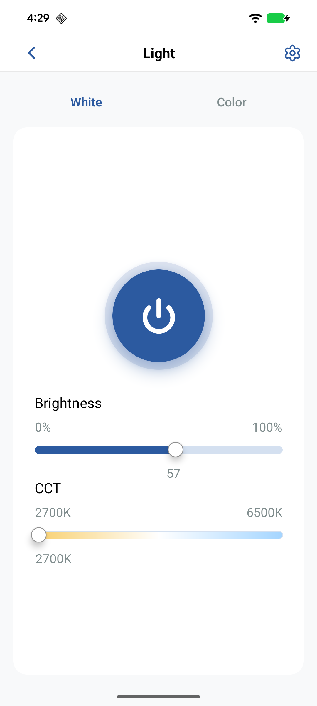 White light brightness control