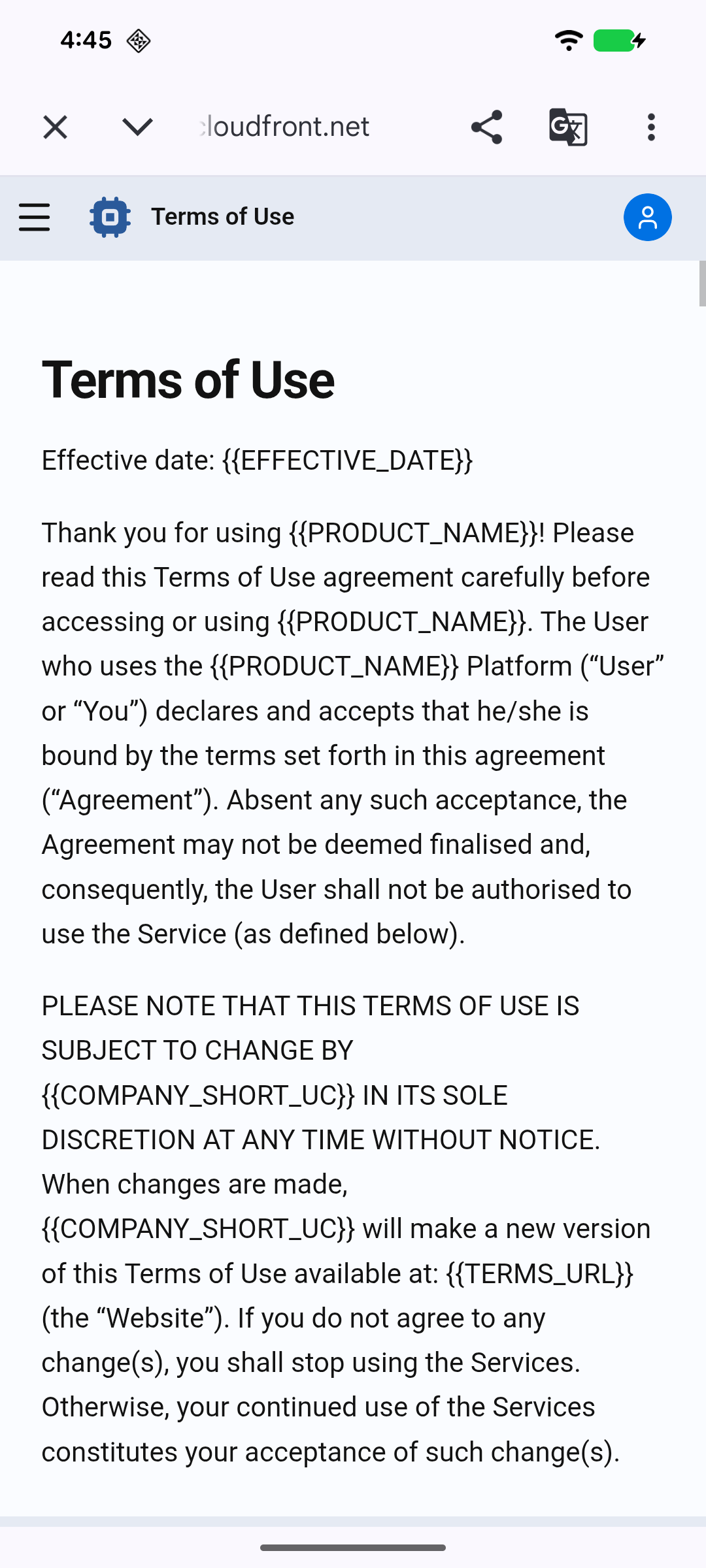 Terms of Use content