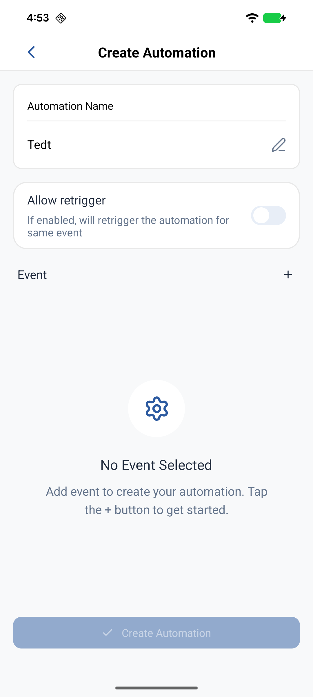 Automation card menu