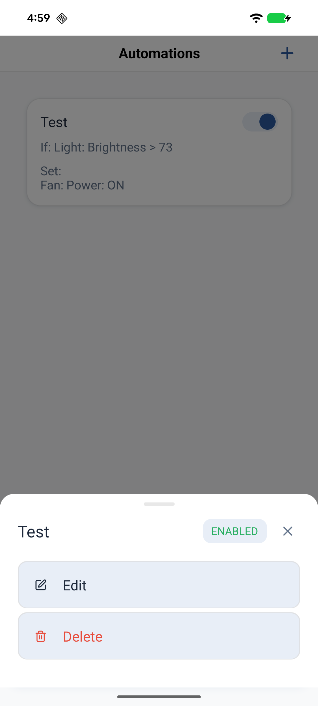 Edit option on an Automation card